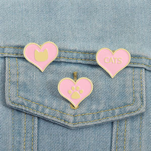 Розовая эмалированная булавка в виде сердца, брошь в виде кошачьей лапы, милый котенок, отпечаток следа, подарочные украшения для любителей домашних животных, оптовая продажа - Product Image 1