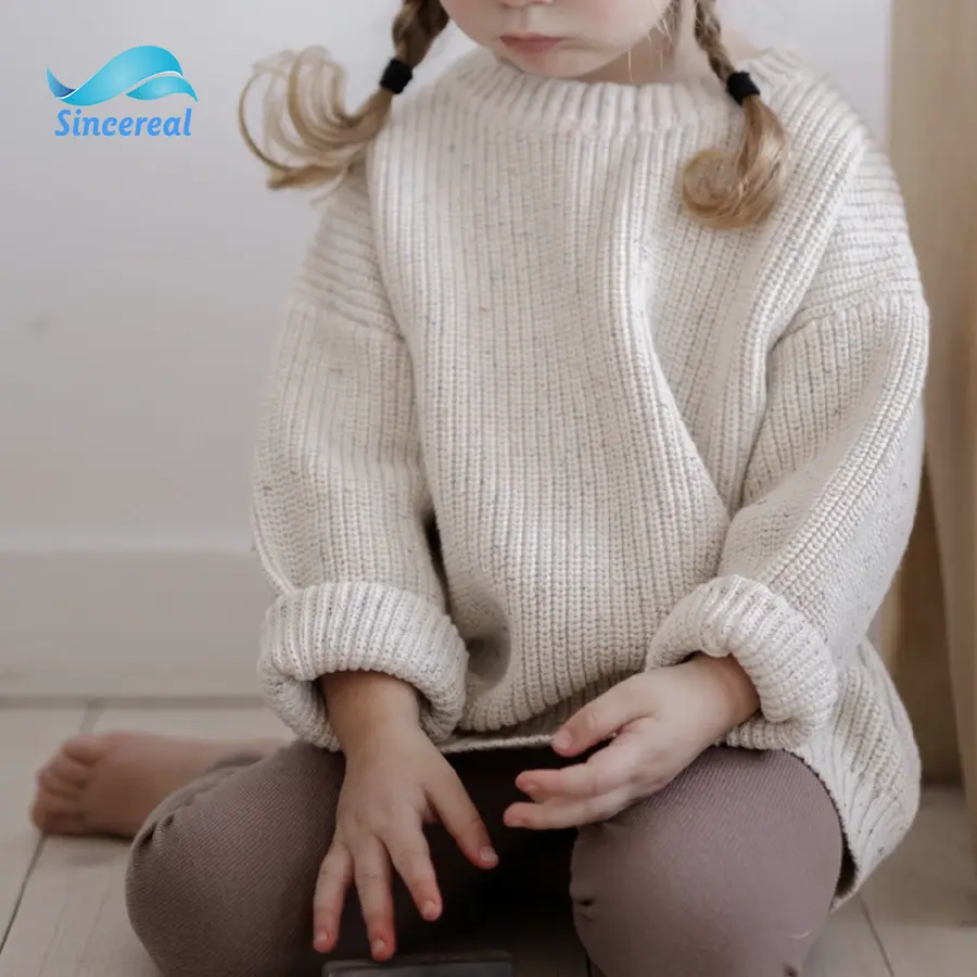 Benutzer definierte Unisex Baby Mädchen Winter Pullover Pullover Kinder Rippen muster Baumwolle Strick pullover Kleinkind warme Pullover für Kinder