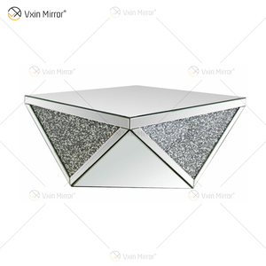 Nhà Máy Cung Cấp WXWF-711 Nghiền Gỗ Kim Cương Bảng Bên Hiện Đại Gương Kim Cương Bàn Cà Phê Đặt Cho Phòng Khách - Product Image 6