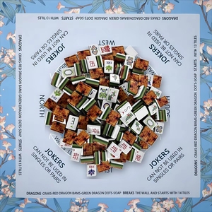 Mahjong américain 160 pièces 32 mm en acrylique avec dos imitation bois, avec tapis <span class=keywords><strong>marocain</strong></span> orange et vert, en stock, <span class=keywords><strong>jeu</strong></span> de club pour 4 joueurs - Product Image 1