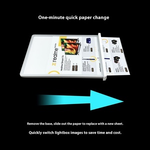 Siêu mỏng có thể sạc lại hai mặt LED hộp đèn máy tính để bàn áp phích hiển thị khung kính cường lực thanh hình chữ nhật cho quảng cáo - Product Image 2