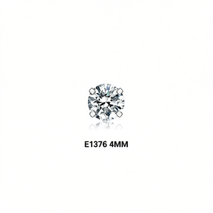 E1376 Orecchini di diamanti da 4 mm con taglio rotondo brillante, colore bianco naturale, gioielli classici da donna - Product Image 1