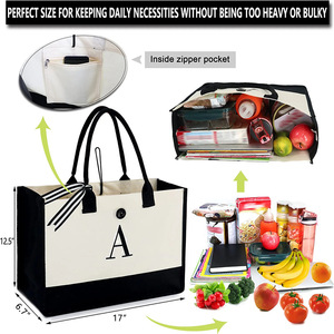<span class=keywords><strong>Sac</strong></span> fourre-tout en toile personnalisé avec initiales, logo personnalisé, cadeaux monogrammes, <span class=keywords><strong>sac</strong></span> de plage pour femmes, mamans, enseignants - Product Image 4