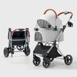 Poussette pour animaux de compagnie confortable, légère, en aluminium, en tissu Oxford résistant, pour petits chiens et chats, voyages sécurisés - Product Image 6