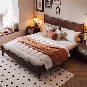 Cadre de <span class=keywords><strong>lit</strong></span> ondulé en bois massif pour projets hôteliers et d'appartements – Prêt à l'emploi, taille/couleur personnalisables, commande en gros, durable pour usage commercial - Product Image 4
