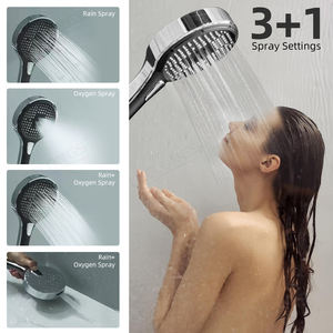 Pommeau <span class=keywords><strong>de</strong></span> <span class=keywords><strong>douche</strong></span> 3+1 jets haute pression, douchette à main effet pluie, grande <span class=keywords><strong>plaque</strong></span>, douchette à main - Product Image 2