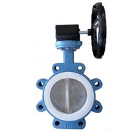 Katup Kupu-kupu Berlapis PFA / PTFE Sepenuhnya dengan Pengoperasian Gearbox