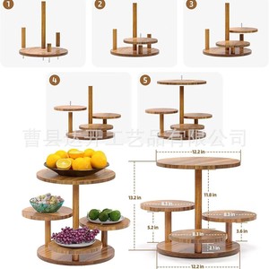Organizador de Escritorio Redondo de Madera de Múltiples Niveles, Organizador de Oficina para Ordenar el Escritorio con Diseño Independiente - Product Image 4