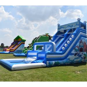 Toboggan gonflable d'hiver bleu et blanc avec <span class=keywords><strong>piscine</strong></span> scellée, 10x4.2x6m Équipement de jeu gonflable commercial - Product Image 1