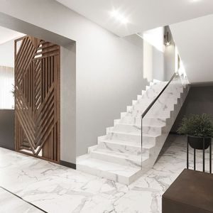 Escalera Recta <span class=keywords><strong>de</strong></span> Lujo <span class=keywords><strong>de</strong></span> Alta Gama con Diseño Moderno, Peldaños <span class=keywords><strong>de</strong></span> Mármol y Piedra <span class=keywords><strong>de</strong></span> Cuarzo <span class=keywords><strong>para</strong></span> el Hogar, Escalera <span class=keywords><strong>de</strong></span> Dos Pisos - Product Image 1