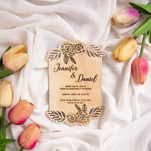 Special Custom Wooden Invitation <strong>Card</strong> with Jute Rope and Beautiful Dried Flowers for Wedding Party <strong>Event</strong> Invitation - Product Image 6