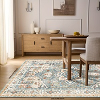 Tapis persan vintage antique 3x5 tapis carré bleu lavable caractéristique décorative pour la maison