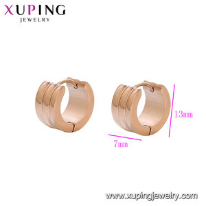 Pendientes de Aro Pequeños <span class=keywords><strong>E</strong></span>-348 Xuping Jewelry, Nuevos, Modernos, Populares, Diarios, Simples, Elegantes, Geniales, de Acero Inoxidable Color Dorado - Product Image 2