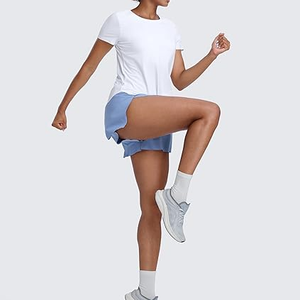 T-shirt de sport en polyester coupe classique respirant col rond yoga course gym extérieur manches courtes fitness imprimé lavé strass - Product Image 2