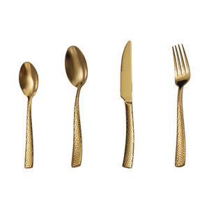 ชุดช้อนส้อมมีดสเต็กสแตนเลส 304 สไตล์เกาหลี แบบตอกลายหนา สำหรับร้านอาหาร ชุดสี่ชิ้น - Product Image 4