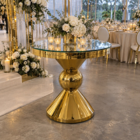 Table à gâteau de mariage moderne en acier inoxydable avec plateau en verre, idéale pour les hôtels, restaurants, banquets, événements et réunions