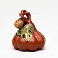 Figurine de thé en forme de citrouille de haute qualité pour décoration d'étagère, jouet de thé en argile peinte à la main