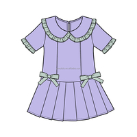 Robe de yoga pour filles, col en dentelle, nœud papillon, short intégré, décontractée pour l'école et l'extérieur, petite série personnalisée