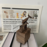 Mini Kinetische Holz-Musikbox, Einzigartige Handgefertigte Desktop-Skulptur, Büro-Bücherregal-Tischdekoration