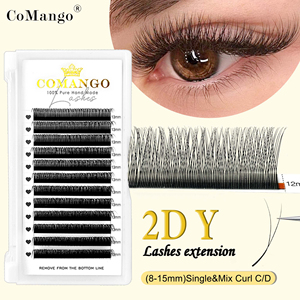 Extensions <span class=keywords><strong>de</strong></span> <span class=keywords><strong>cils</strong></span> russes volume 2D en Y à pointes étroites, <span class=keywords><strong>cils</strong></span> préfabriqués naturels style Y pour maquillage - Product Image 1