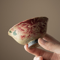 Tasse à thé en céramique chinoise peinte à la main avec des pivoines, tasse à thé Kung Fu faite à la main, tasse à thé pour la maison, pour les amateurs de thé