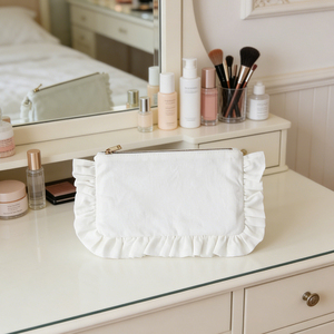 Sac de maquillage <span class=keywords><strong>en</strong></span> polyester à volants personnalisé, grande capacité, pochette cosmétique pour voyage, vente chaude - Product Image 3