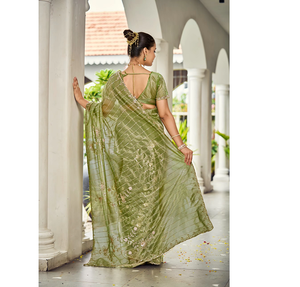 Luxury <b>Satin</b> <b>Saree</b> With Intricate Beadwork Soft Flowing Drape Designer Ethnic Party Wear For Engagement Festival Events - Product Image 3