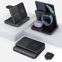 Cargador inalámbrico 3 en 1 de 15W para reloj plegable Galaxy Z 5/4/3/Active 2/1 Buds/Buds +/Buds Pro/Live