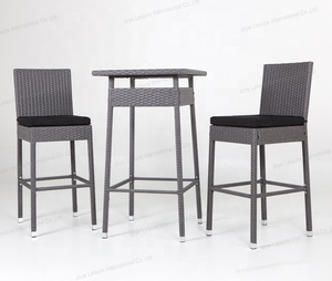 Leisure 3pcs Modern Steel Frame Rattan Outdoor Dining Furniture Patio <b>Bar</b> Set With <b>Table</b> Chairs for Hotel Park & Courtyard - Product Image 6