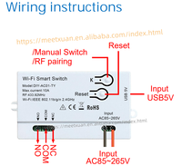 Interrupteur intelligent Tuya 10A Wi-Fi AC 85-250V 220V pour moteur de rideau, 433 RF, à impulsions, avec application Alexa Google Home