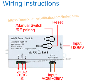 Interrupteur intelligent Tuya 10A Wi-Fi AC 85-250V 220V pour moteur de rideau, 433 RF, à impulsions, avec application Alexa <span class=keywords><strong>Google</strong></span> <span class=keywords><strong>Home</strong></span> - Product Image 3