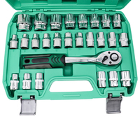 Ensemble d'outils de mécanicien CR-V 32 pièces, douilles en acier au carbone 1/2 pouce, clé à cliquet, clés hexagonales, pour usage domestique, personnalisable, OEM, coffret rigide 1