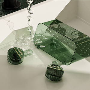 <span class=keywords><strong>Plastique</strong></span> vert ventouse organisateur de douche salle de bain support de douche amovible forte aspiration étagère de douche - Product Image 4