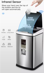 Poubelle intelligente moderne en acier inoxydable avec capteur à induction, personnalisable pour <span class=keywords><strong>la</strong></span> chambre, le bureau, les restaurants, fonctionne sur piles - Product Image 4