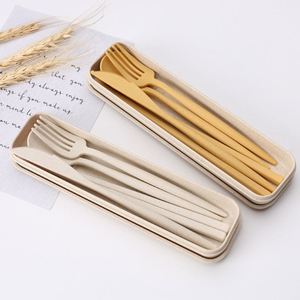 Juego de Cubiertos Ecológicos de Paja de Trigo, Cuchara, Tenedor y Cuchillo, para Viajes y Campamentos, Cubiertos de Plástico - Product Image 3