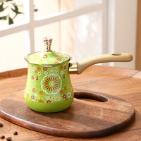Offre Spéciale : Cafetière turque Cezve Ibrik en acier inoxydable, tasse à lait, casserole, chauffe-chocolat et beurre avec poignée en bois pour la cuisine