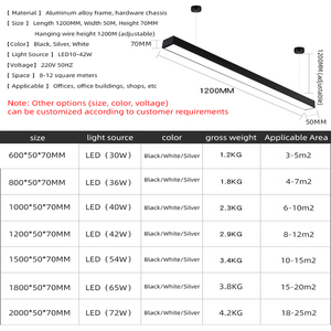 Luminaire Linéaire LED pour Bar de Restaurant Décoration de la Maison Lustre Linéaire à LED Suspendu de 1200mm Plafond de Bureau Lumière Linéaire 42w - Product Image 6