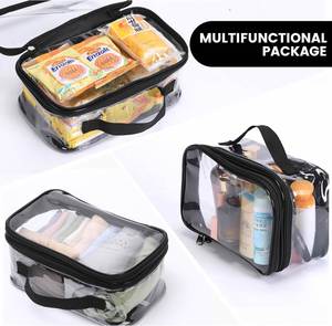 Large <b>Clear</b> Makeup Travel <b>Bags</b> for <b>Toiletries</b> Pouches Carry on Reusable,purse See-through Plastic Pvc Approved with Handle - Product Image 4