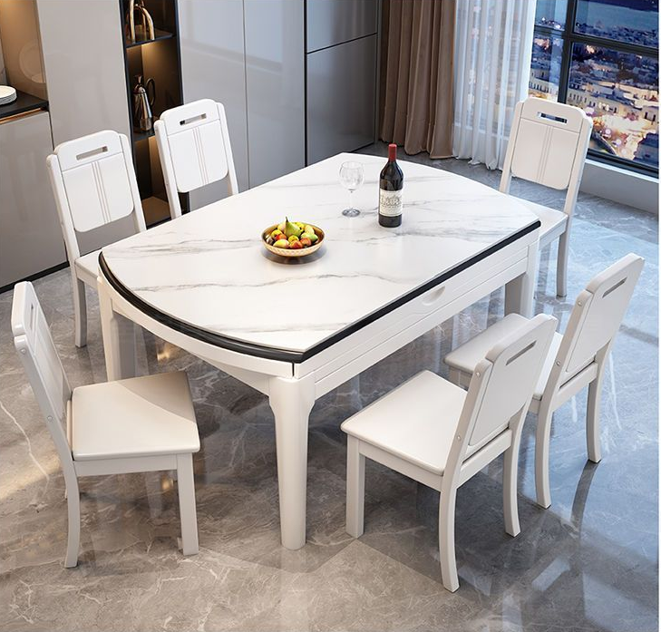 1 table + 6 chaises en bois-options de couleurs