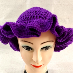 <span class=keywords><strong>Jupe</strong></span> à volants pour femmes taille libre festival Chapeau tricoté fait à la main couleur unie Crochet Bucket Hat With Ruffle - Product Image 4