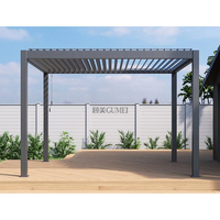 Pergola extérieure bioclimatique avec supports de toit en aluminium de haute qualité, imperméable, à lames orientables manuelles rétractables