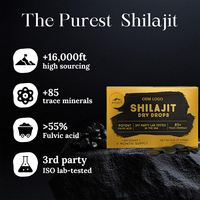 OEM/ODM 100% Shilajit de l'Himalaya original en gouttes sèches, pur et naturel, 60 comprimés pour l'énergie, la force et la puissance
