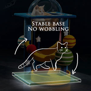 Produk Baru: Pohon Kucing Modern Empat Musim Desain Langit Berbintang 3 Tingkat dengan Rak Panjat, Tempat Tidur, dan Papan Garukan - Product Image 4