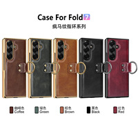 Étui de luxe électroplaqué pour Z Fold/Flip avec anneau, protection d'écran intégrée, antichoc, en cuir, support et emplacement pour stylet