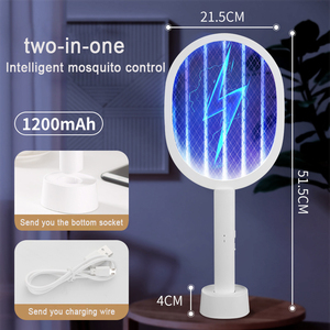 Matamoscas eléctrico Bug Zapper Raqueta Modos duales Mosquito Killer con luz de mosquito púrpura recargable para interiores - Product Image 4