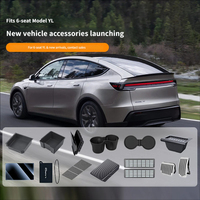 Mittelkonsolen-Aufbewahrungsbox Getränkehalter Organizer aus Kunststoff Modern Passend für Tesla 2025 Neuer 6-Sitzer YL Überarbeitetes Auto-Interieur