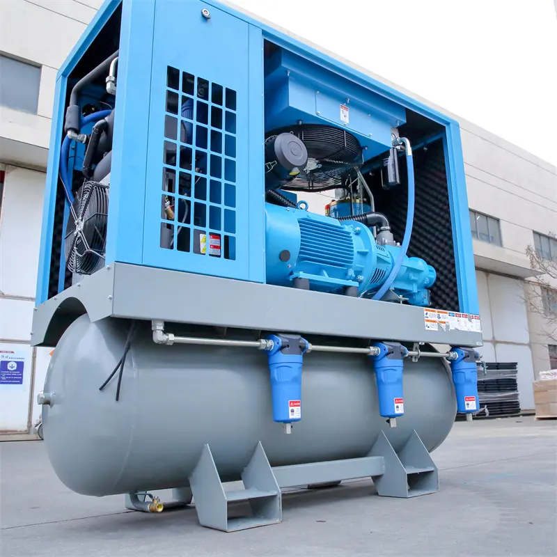 Compresor de aire portátil tipo tornillo, 15kW, 20HP, 16bar, 500 litros, tanque
