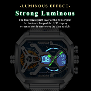 Reloj POEDAGAR de Lujo para Hombre, con Fecha, Semana, Luminoso, LED, Correa de Malla de Acero, Doble Hora, Reloj de Cuarzo de Moda para Hombre - Product Image 4