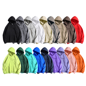 Custom Logo Heavyweight 360gsm Solid Embroidered Blank Hoodie Polar <b>Fleece</b> Oversized <b>Black</b> Autumn Warm Casual Puff Printing - Product Image 1
