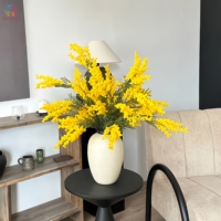 Ranting Bunga Mimosa Buatan Berumbai, Semprotan Akasia Kuning Realistis dengan Daun Pakis untuk Dekorasi Vas Rumah dan Pernikahan